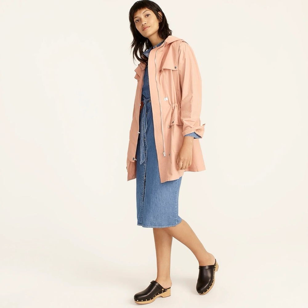 J. Crew Lightweight Utility Raincoat Jacket Blush Peach Women’s Size Small - Picture 2 of 9